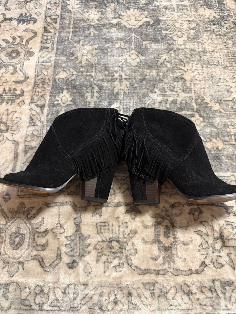 Gianni Bini Black Suede Peep-Toe Ankle Booties
